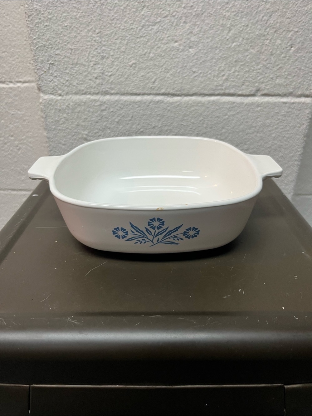Corningware White Bake Dish with Blue Cornflower Motif